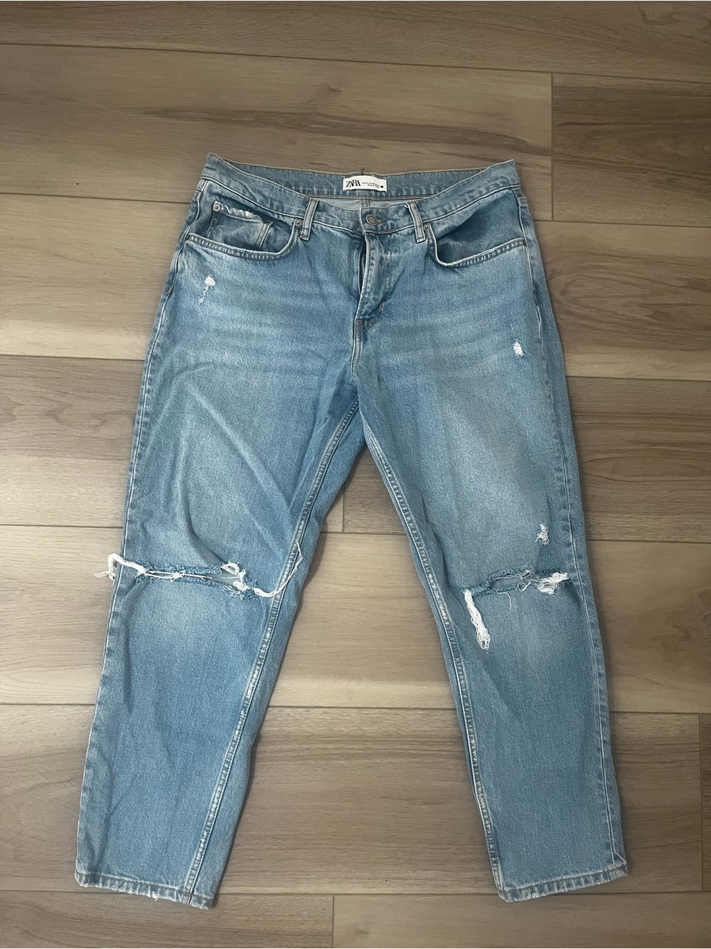 Zara Light Blue Distressed Jeans 10